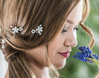 Bride hair jewelry hairpin/Curlies freshwater pearls
