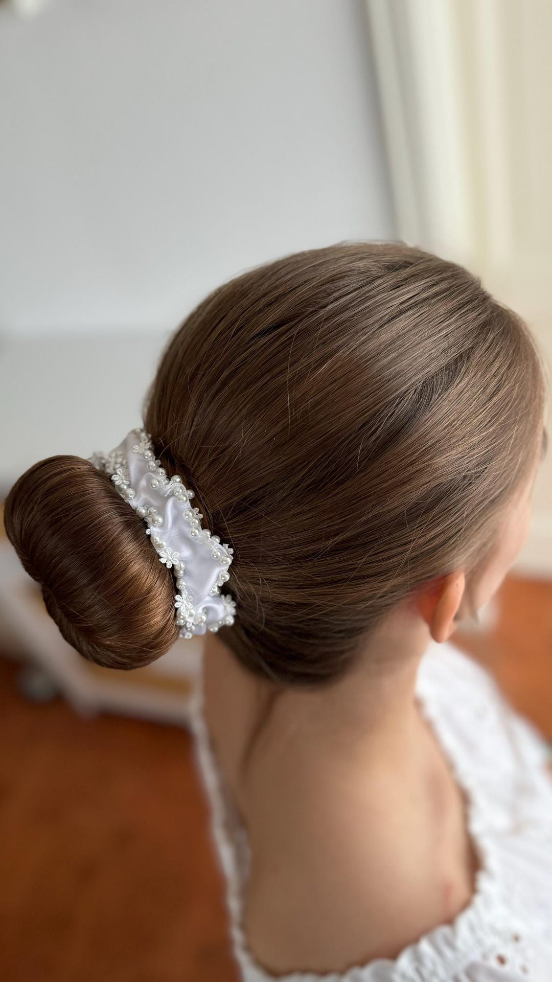 Hair Accessory for a Girl's First Communion – White Satin Hair Tie