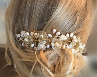 Brautschmuck-Haarranke-gold oder silber-mit Blumen