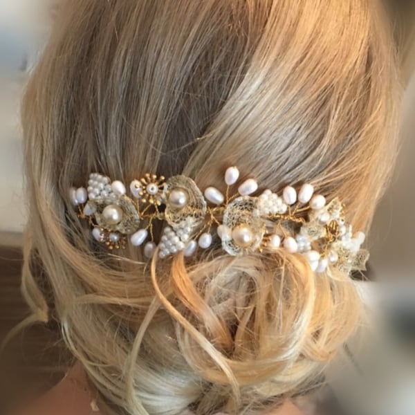 Brautschmuck-Haarranke-gold oder silber-mit Blumen