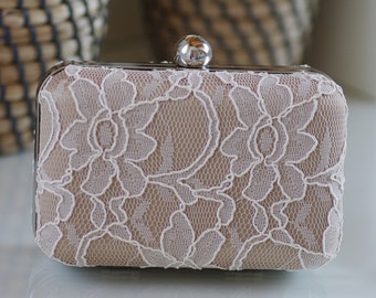 Braut-Clutch-Tasche,Spitze,ivory,creme