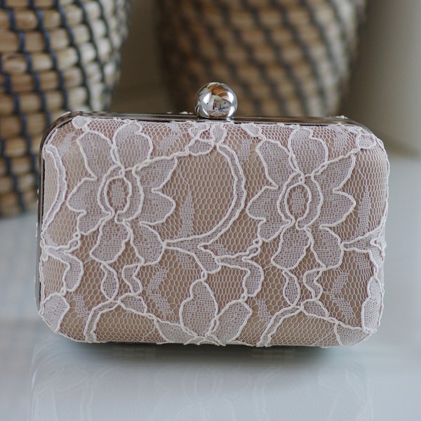 Braut-Clutch-Tasche,Spitze,ivory,creme