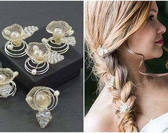 Hair jewelry curlies gold, hair jewelry hairpins gold