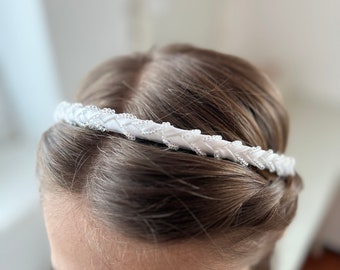 Communion, hair accessories, headband with pearls in white