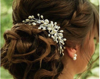 Bridal hair accessories / hair comb bride / bridal jewelry / hair accessories bride with rhinestones and freshwater pearls