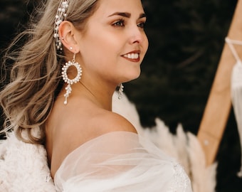 Boucles d'oreilles perle pendaison mariée