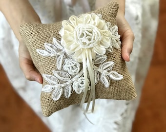 Ring Pillow vintage, Lace wedding pillow, Wedding Ring pillow