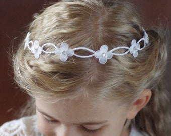 Kommunion Haarschmuck Mädchen weiss oder ivory Haarreif Perlen Kristalle 