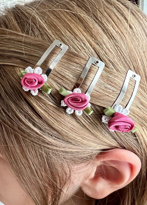 Hair Clip for Girls With Pink Rose – Hair Accessories for  display picture 1