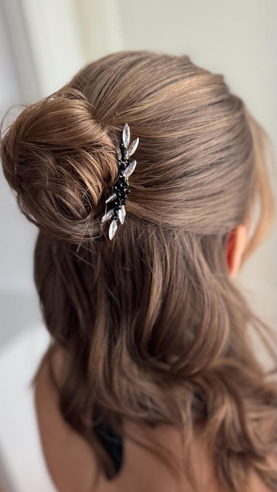 Elegant Black and Silver Hair Clip 2 Pack Black or Silver Glitter Sequins Bow Hair Clip Hairpin  main image 3