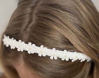 Hair accessories communion, headband communion, headband white or ivory/cream with flowers and pearls