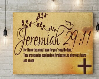 Jeremiah 29:11 inspirational christian bible quote Print Canvas Art Gift pp23