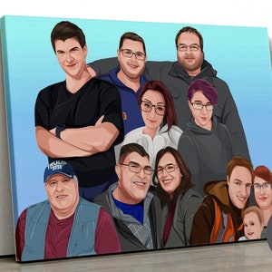 Your Photo drawn as a cartoon - Custom Canvas Photo Printing, family photo wall art, personalised art, wedding, anniversary, birthday gift