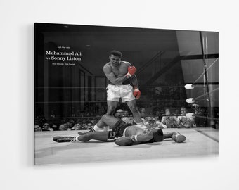 Muhammad Ali Sonny Liston first minute first round modern premium Acrylic glass Print Wall Art, boxing, gym art, decor canvas gift a256