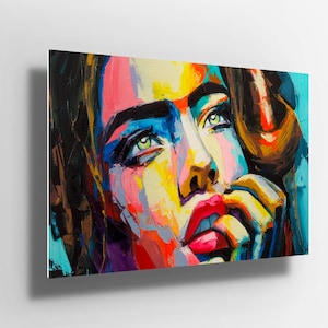 Woman face oil painting Metal Poster Aluminium Print Wall Art | canvas | Metal Poster sign | gift m258