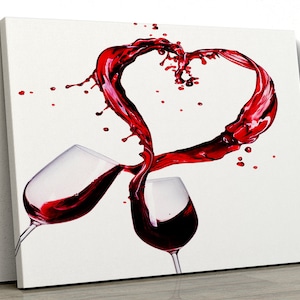 Red Wine Heart love Modern girls Kitchen Framed Canvas Print Wall Art pp85