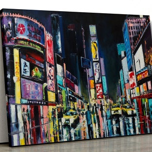 Times Square Nueva York pintura al óleo lienzo pared arte impresión escena de varios tamaños pp254