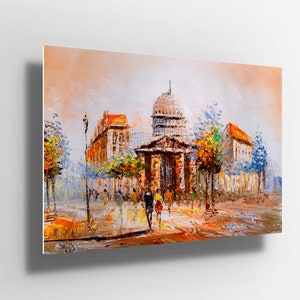 Abstract oil painting city scene Metal Poster Aluminium Print Wall Art | canvas | Metal Poster sign | gift m408