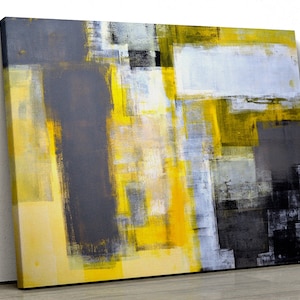 Yellow grey office abstract painting Framed bedroom Canvas Print Wall Art pp147