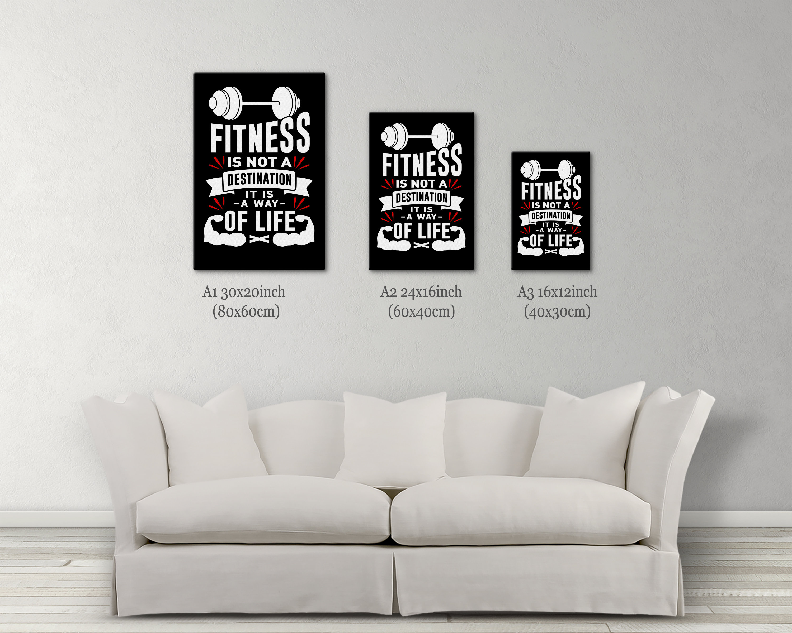Fitness is Not a Destination Motivational Exercise Fitness Workout Gym  Decor Framed Canvas Print Wall Art Pp395 