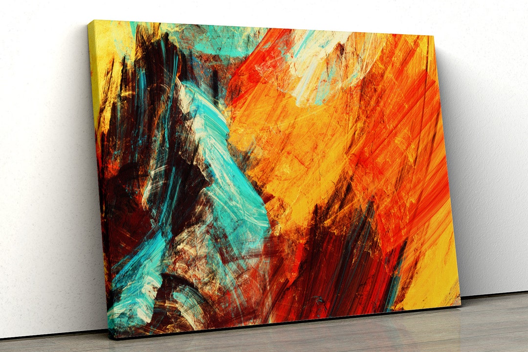 Red Orange Yellow Famous Oil Painting Framed Abstract Canvas Print Wall ...
