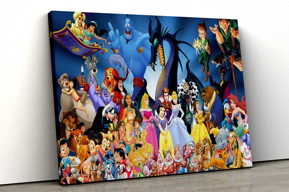 Disney Character Lion King Aladdin Girls Boys Bedroom Framed Canvas Print Wall Art Pp204