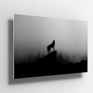 Wolf on Mountain scene Metal Aluminium Print Wall Art | wolf Poster | wolf canvas | wolf bedroom Decor | gift m138