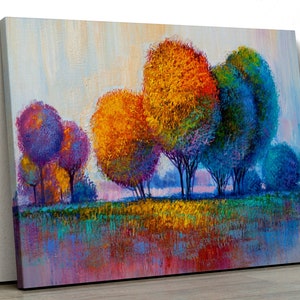 Herbst Wald orange gelb rote Bäume Ölgemälde Motiv Natur Home Dekor Gerahmt Leinwand Druck Wand kunst für Schlafzimmer pp280