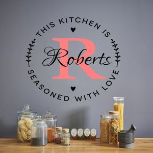 Personalised This kitchen is seasoned with love custom Wall Sticker Decal vinyl gift v040