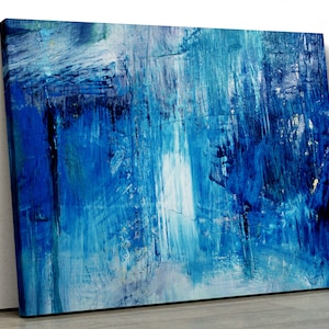 Abstract blue streaks painting scene Home Decor Nature Framed Canvas Print Wall Art pp410