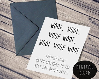 Miglior biglietto di compleanno per papà cane / Biglietto dal cane / Buon compleanno papà papà / regalo semplicistico Stampa a casa file digitali