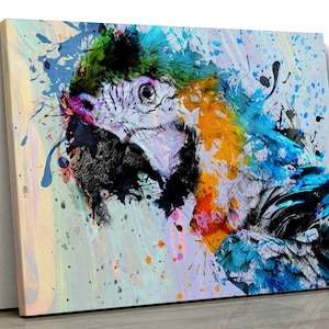 Parrot Bird oil painting colourful bedroom Framed Canvas Print Wall Art, Poster, nursery painting, gift pp495