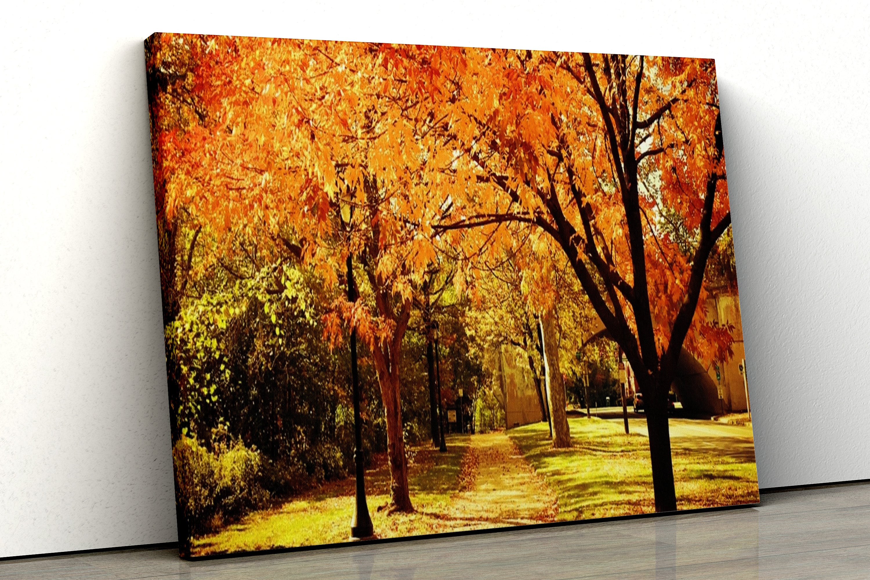 Autumn Forest Yellow Trees With Path Scene Nature Home Decor - Etsy UK