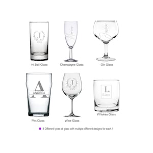 Personalised Glass Engraved Custom glasses text on Glassware etched drinking glass Birthday wedding christmas gift for him or her