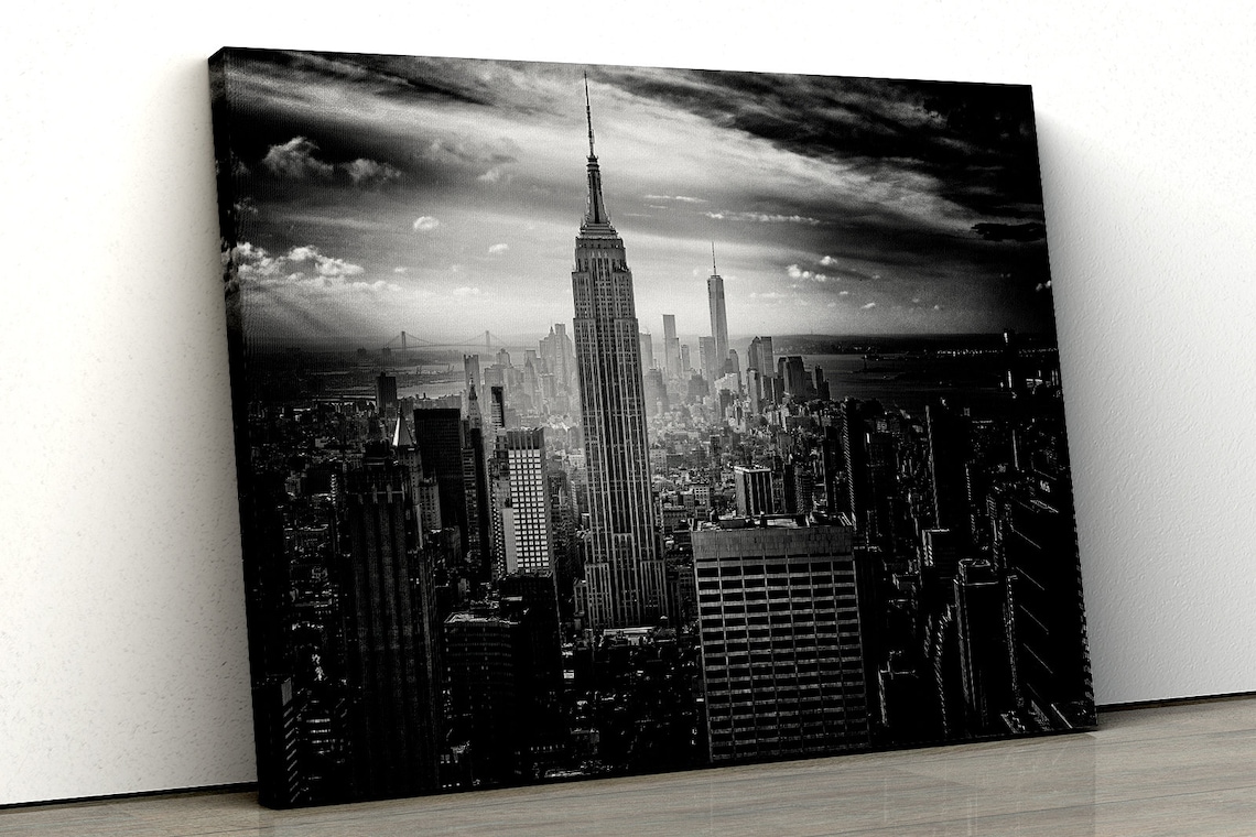 Large New York Black and White Home Decor City Framed Canvas - Etsy