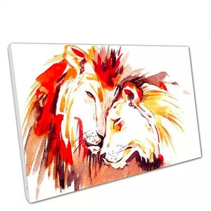 leeuw & leeuwin aquarel Art schilderij Home Decor Nature Framed Canvas Print Wall Art indi