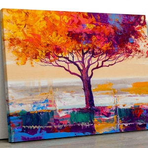 Herbst Wald orange gelb rot Bäume Öl Malerei Motiv Natur Wohnkultur Gerahmt Leinwand Druck Wand kunst für Schlafzimmer pp278