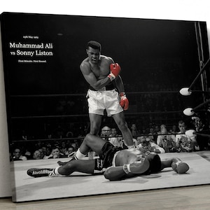 Muhammad Ali Sonny Liston first minute first round Framed Canvas Print Wall Art | Poster | Inspirational Artwork | gift pp256