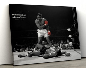 Muhammad Ali Sonny Liston eerste minuut eerste ronde Framed Canvas Print Wall Art | Poster | Inspirerende kunstwerken | cadeau pp256