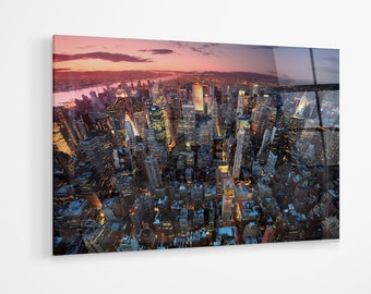 New York skyline cityscape modern abstract premium Acrylic glass Print Wall Art, bedroom decor canvas gift a255