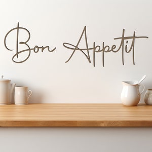 Bon Appetit 3D Sign made in Wood or Mirrored Acrylic Scandinavian kitchen, dining, cafe, restaurant art large wood letters v123