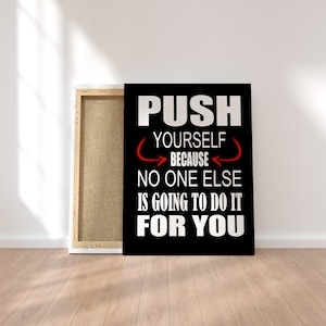 Push yourself motivational exercise fitness workout gym decor Framed Canvas Print Wall Art pp394