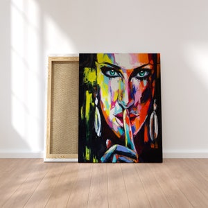 Woman Shhh oil painting Framed Canvas Print Wall Art | Poster | Inspirational Artwork | gift pp257