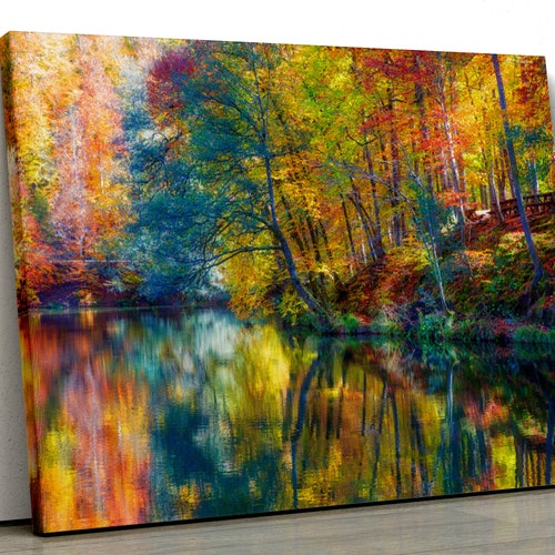 Peinture à l’huile de forêt multicolore Scène Nature décor à la maison Encadré Canvas Print Wall Art pour la chambre pp391