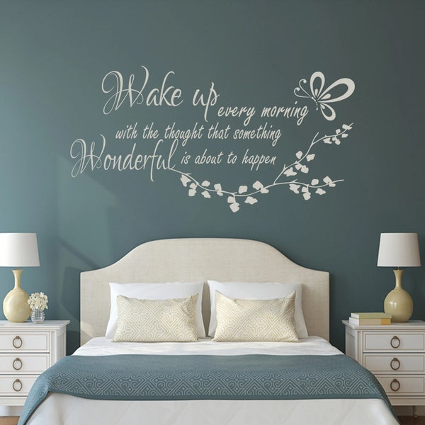 Wake up every morning inspirational bedroom quote Wall Decal Sticker transfer home Vinyl v063