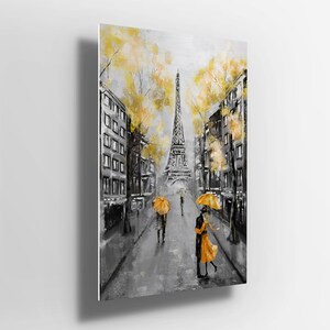 Yellow black and white Paris Oil Painting Metal Poster Aluminium Print Wall Art | canvas | Metal Poster sign | gift m94