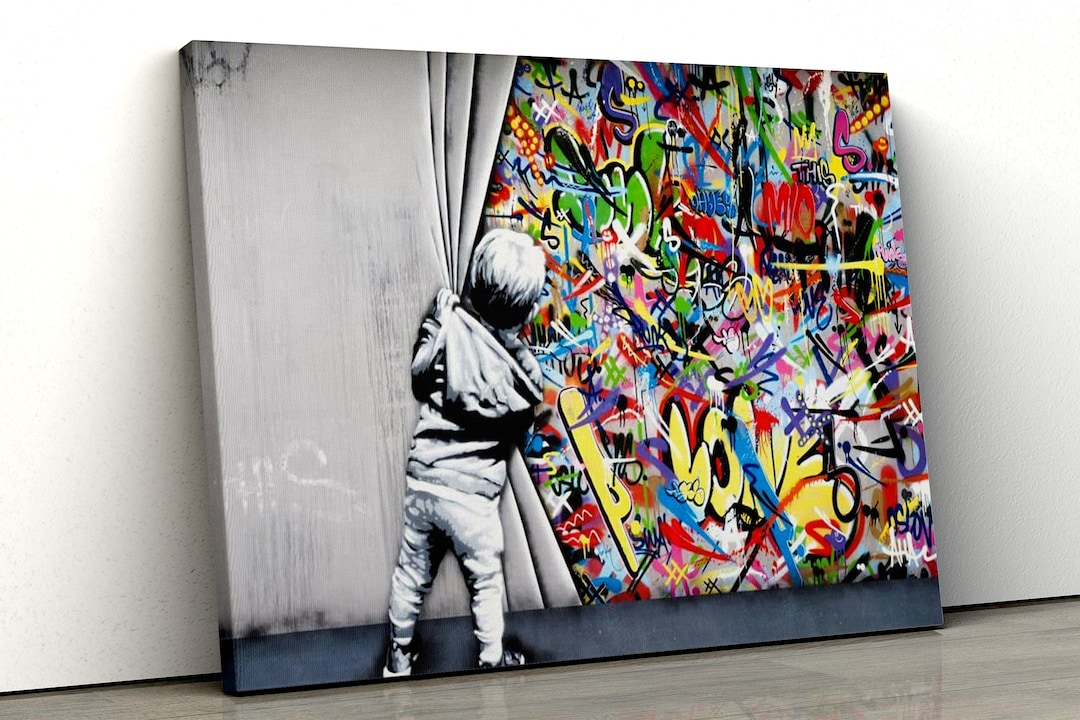 Behind Art Street Graffiti Banksy Classic dolk banksy グラフィティ プリント作品 【2枚セット】snipe1 The on Printed Curtain 絵画