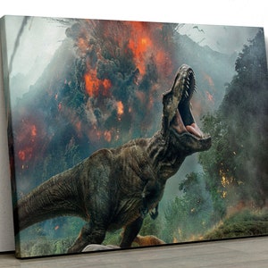 Jurassic Dinosaur T Rex tyrannosaurs Rex Framed childrens Canvas Print Wall Art bedroom kids gift 364