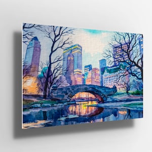 Nueva York central park acuarela pintura Metal Poster Aluminium Print Wall Art / canvas / Metal Poster sign / gift m473
