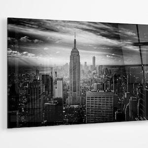 New York black and white premium Acrylic glass Print Wall Art cityscape, skyline bedroom decor canvas gift a127